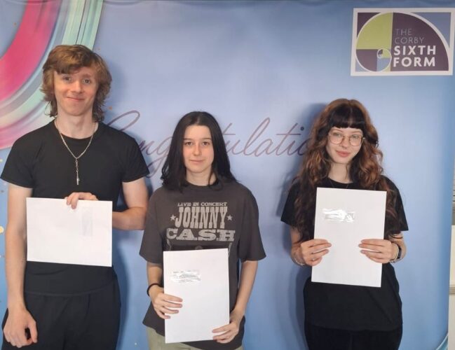 The Corby Sixth Form students with exam results